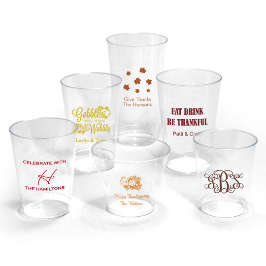 Personalized Clear Hard Plastic Cups for Thanksgiving
